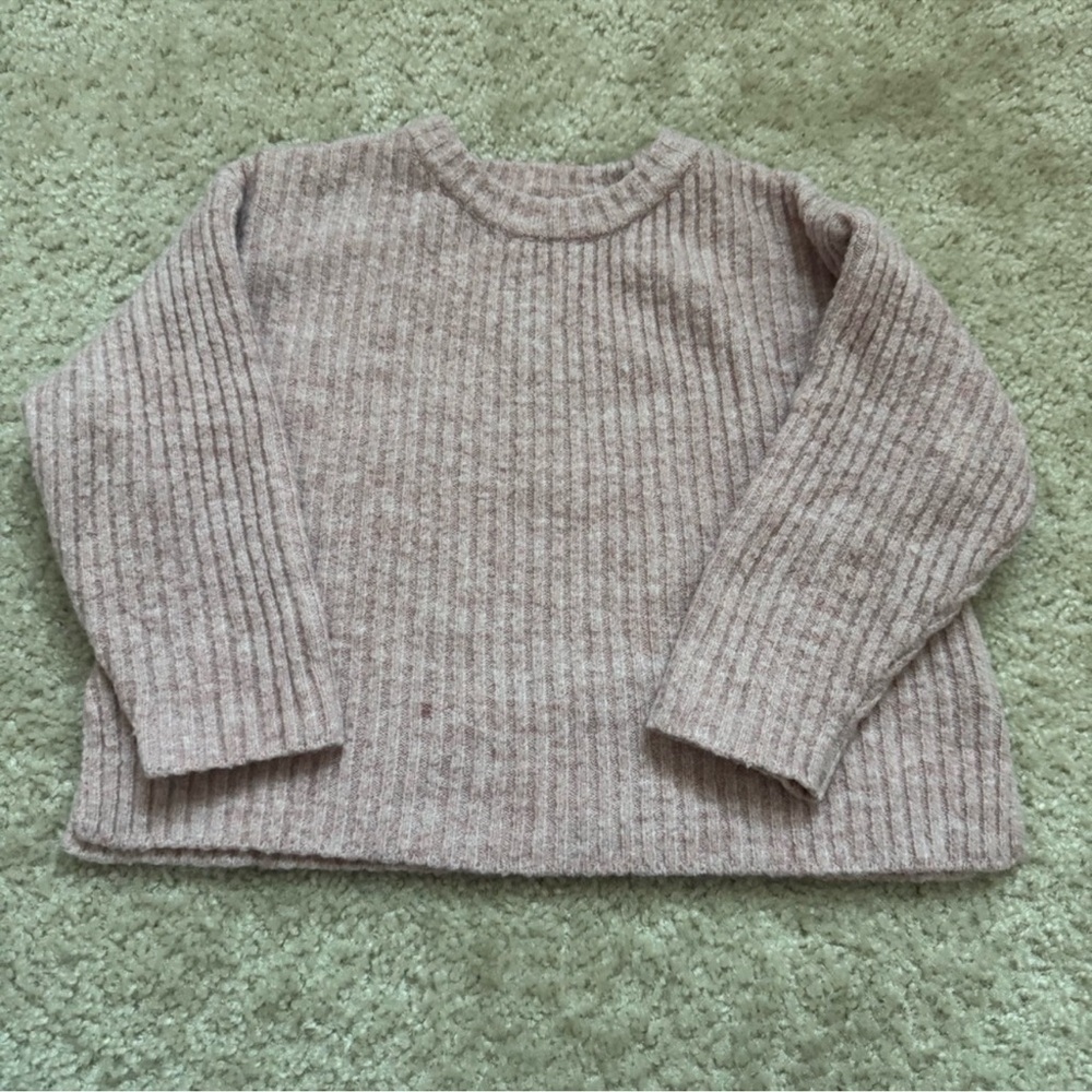 Zara Girls Toddler Knit Crewneck Ribbed Sweater Size: 3-4